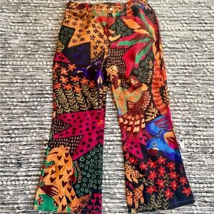 Vibrant Tropical Print Wide-Leg Pants